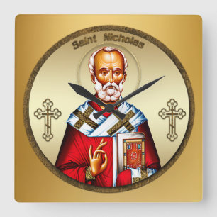 Heiliger Nikolaus Quadratische Wanduhr
