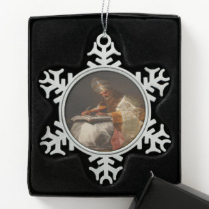 Heiliger Papst Gregor der Große Schneeflocken Zinn-Ornament