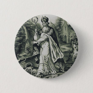 Heiliger Patrick vertreibt Schlangen Vintage-Stich Button