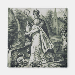 Heiliger Patrick vertreibt Schlangen Vintage-Stich Magnet