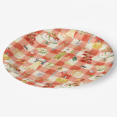Heiliger Ravioli Gingham-Muster | Little Meatball Pappteller (Schrägansicht)
