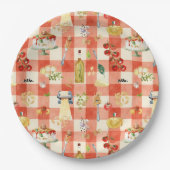 Heiliger Ravioli Gingham-Muster | Little Meatball Pappteller (Vorderseite)