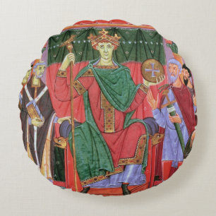 Heiliger römischer Kaiser Otto Frau-Cim.4453 f.42 Rundes Kissen