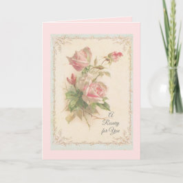 Heiliger Rosenkranz mit rosa Rosen Gebet Karte