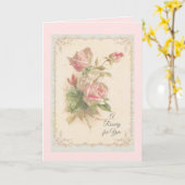 Heiliger Rosenkranz mit rosa Rosen Gebet Karte (Gelbe Blume)