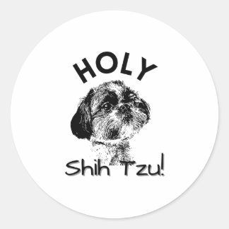 Heiliger Schih Tzu! Niedlich Schwarz-Weiß-Shih-Tzu Runder Aufkleber