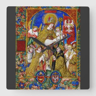 Heiliger Stanislaus Bischof und Märtyrer Fine Art Quadratische Wanduhr