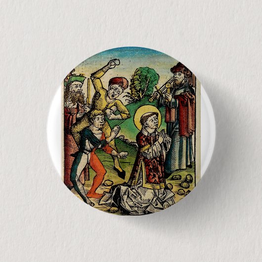 Heiliger Stephanus der Protomärtyrer feine Kunst-I Button (Vorderseite)