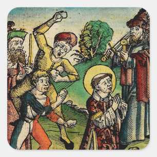 Heiliger Stephanus der Protomärtyrer Feine Kunst I Quadratischer Aufkleber