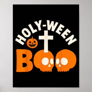 Heiliger-ween Boo Christliches Halloween-Kreuz und Poster