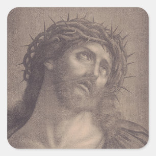 Heiliges Antlitz Jesu Christi Quadratischer Aufkleber