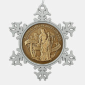 HEILIGES BARBARA SCHNEEFLOCKEN Zinn-Ornament (Vorderseite)