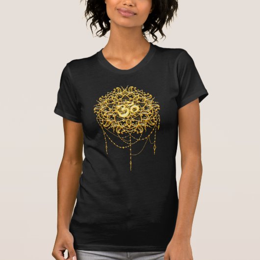 Heiliges buddhistisches Symbol Om in Gold T-Shirt (Vorderseite)