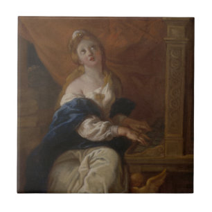 Heiliges Cecilia c.1700 (Öl auf Papier) Fliese