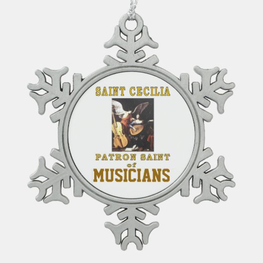 HEILIGES CECILIA SCHNEEFLOCKEN Zinn-Ornament (Vorderseite)