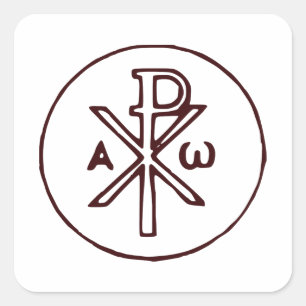 Heiliges Chi-Rho-Christogramm Fine Art Quadratischer Aufkleber