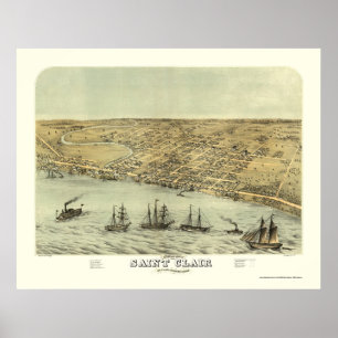 Heiliges Clair, panoramische Karte MI - 1868 Poster