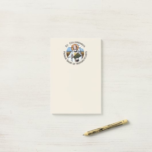 Heiliges Columbanus Gönner der Motorradfahrer Post-it Klebezettel (Auf Schreibtisch)
