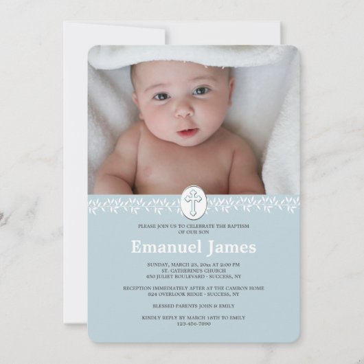 Heiliges Cross Foto Religiöse Einladung (Vorderseite)