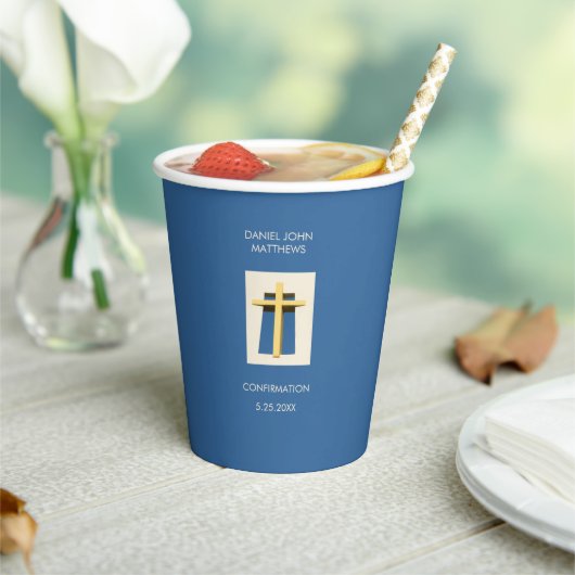 Heiliges Cross Sky Blue Religious Party Pappbecher (In Situ)