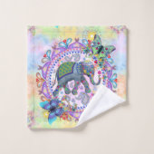 Heiliges Elefantenmuster Badhandtuch Set (Waschlappen)