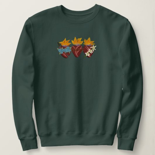 Heiliges Familienherz Sweatshirt - Grün (Design vorne)