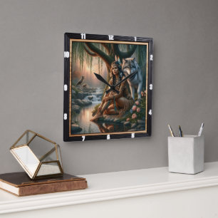 Heiliges Feuer der Eingeborenen: Geisterruhige Ste Quadratische Wanduhr