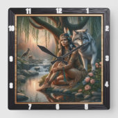 Heiliges Feuer der Eingeborenen: Geisterruhige Ste Quadratische Wanduhr (Vorderseite)