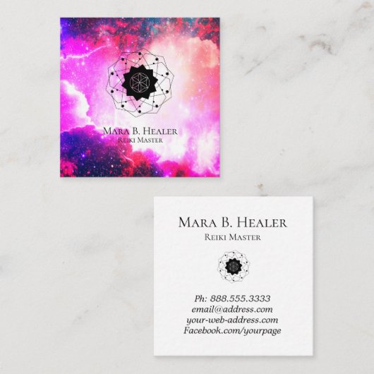 * Heiliges Geometrie-Nebelfleck-Universum-Rosa Quadratische Visitenkarte (Vorne/Hinten)