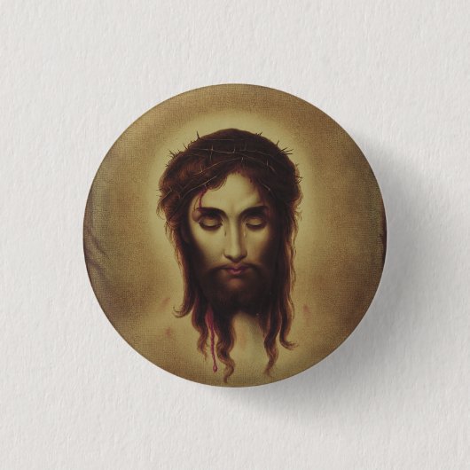 Heiliges Gesicht Jesu Christi Button (Vorderseite)