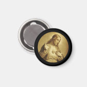 Heiliges goldenes Herz mit Kreuz Magnet (Vorderseite/Rückseite)