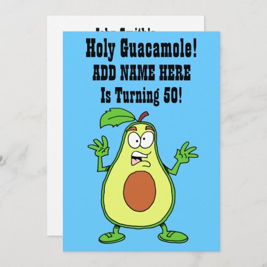 Heiliges Guacamole jemand dreht Avocado 50 Einladung (Vorne/Hinten)