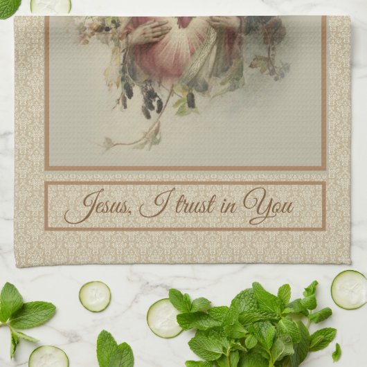 Heiliges Herz des Jesus-Herbst-BlumenErntedanks Geschirrtuch (Gefaltet)