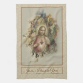 Heiliges Herz des Jesus-Herbst-BlumenErntedanks Geschirrtuch (Vertikal)