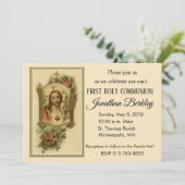 Heiliges Herz Erste Kommunion Einladungen (Stehend Vorderseite)