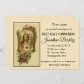 Heiliges Herz Erste Kommunion Einladungen (Vorne/Hinten)