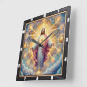 Heiliges Herz Göttliches Licht Quadratische Wanduhr (Winkel)