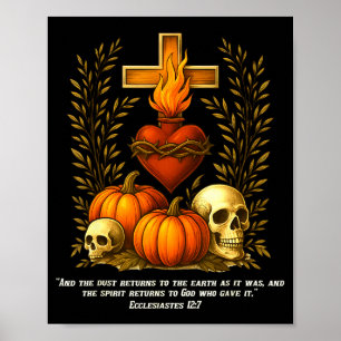 Heiliges Herz Halloween Jesus Schädel Kürbisse Chr Poster