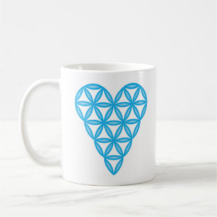 Heiliges Herz - Herz des Lebens, 3D/Himmelblau. Kaffeetasse