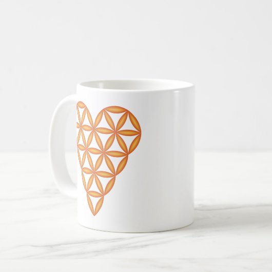 Heiliges Herz - Herz des Lebens, 3D/Orange. Kaffeetasse (Vorderseite Links)