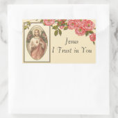 Heiliges Herz Jesu Blumengrenze Rechteckiger Aufkleber (Tasche)