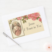 Heiliges Herz Jesu Blumengrenze Rechteckiger Aufkleber (Umschlag)