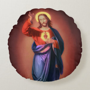 Heiliges Herz Jesu Christi Rundes Kissen