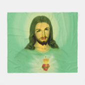 Heiliges Herz Jesu Fleece Blanket, (Vorderseite (Horizontal))