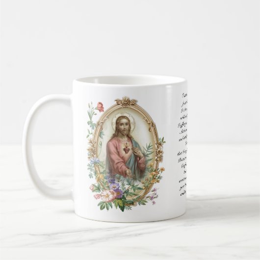 Heiliges Herz Jesu florales religiöses Gebet Kaffeetasse (Links)