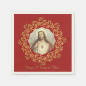 Heiliges Herz Jesu Goldene dekorative Grenze Serviette (Vorderseite)