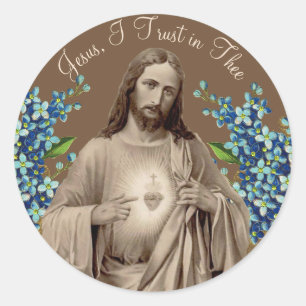 Heiliges Herz Jesu Ich vertraue auf dich Runder Aufkleber