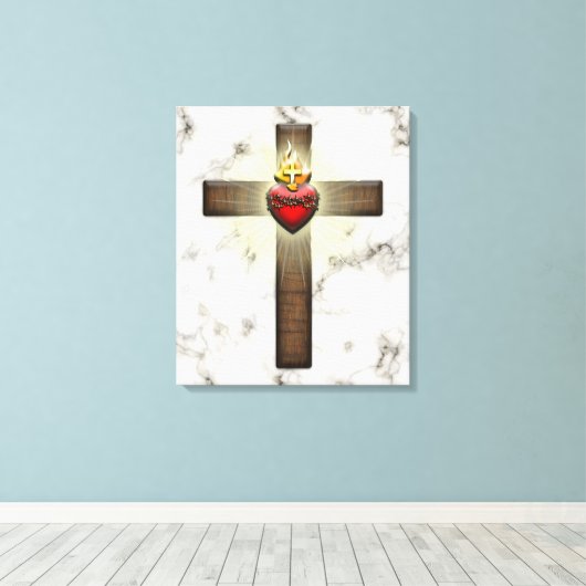 Heiliges Herz Jesu Kreuzes Leinwanddruck (Insitu (Holzboden))
