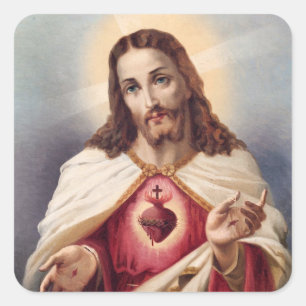 Heiliges Herz Jesu Malerei - Portugal Quadratischer Aufkleber