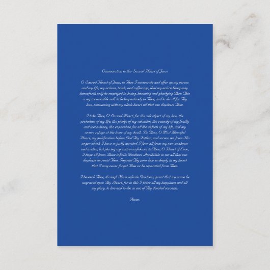 Heiliges Herz Jesu mit Schändchengebet Begleitkarte (Rückseite)